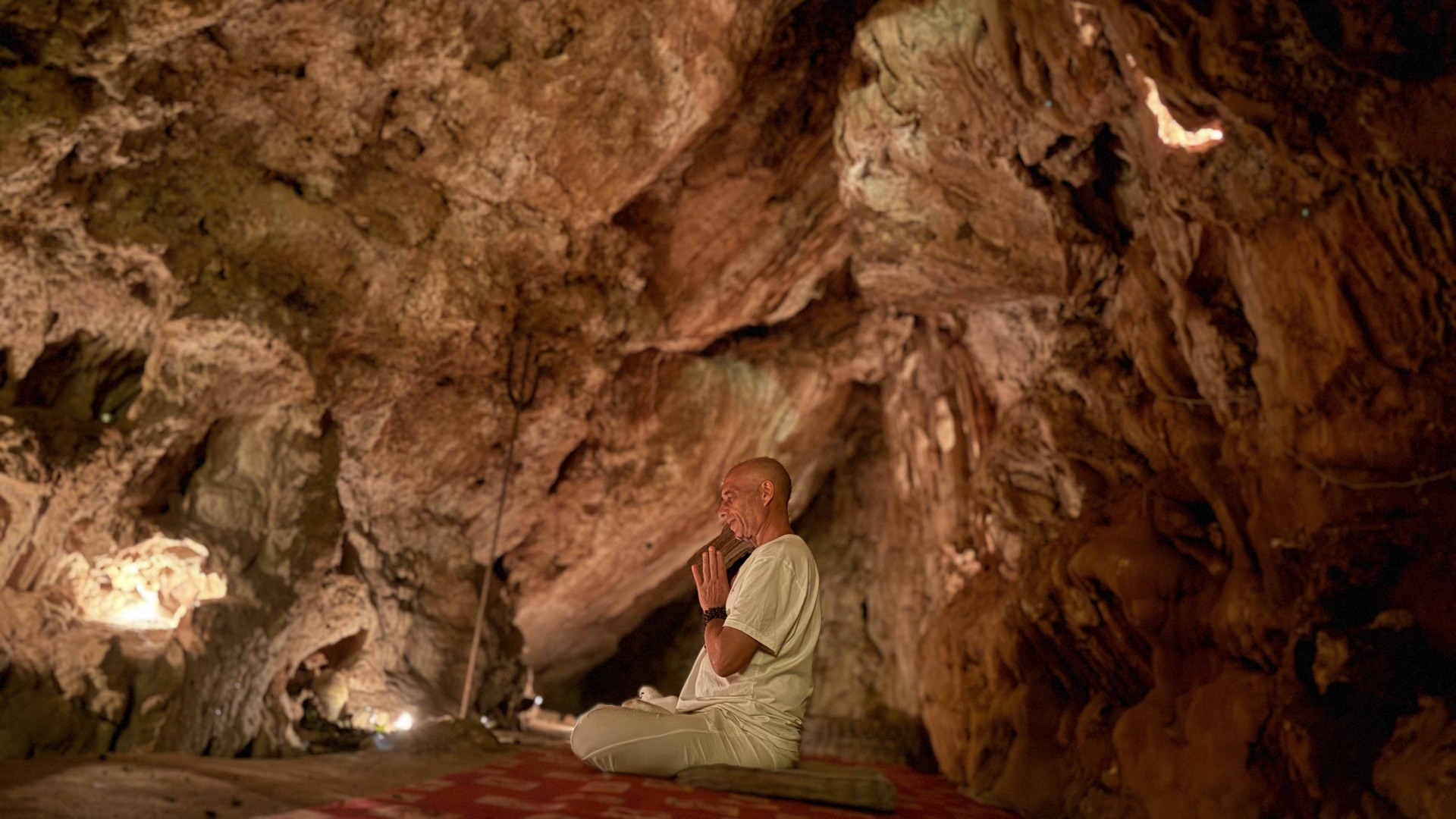 Prayer meditation in the crystal cave